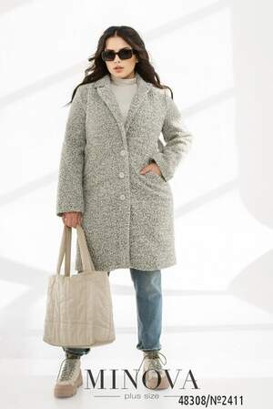 Пальто №2411-Сірий-Графіт