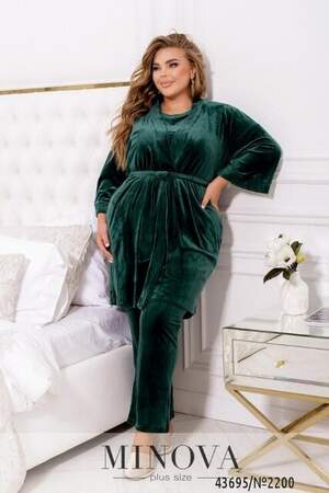 Домашний Костюм 3-Ка №2200-Зелений