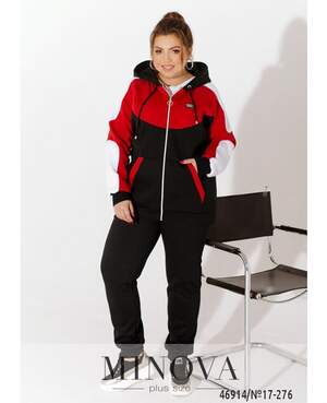 Спортивний Костюм №17-276-Чорний-Червоний