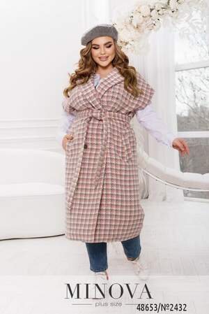 Жилет-Пальто №2432-Сірий-Рожевий