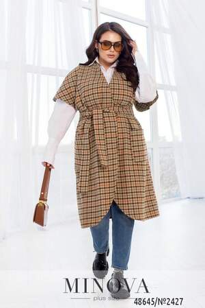 Кардиган №2427-Бежевий-Коричневий