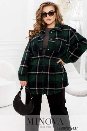 Кардиган-Рубашка №2437-Темно-Зелений