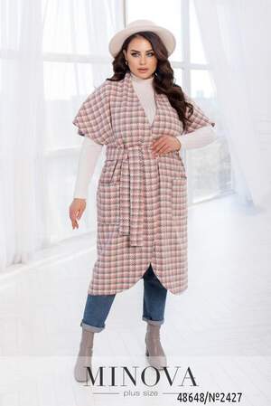 Кардиган №2427-Сірий-Рожевий