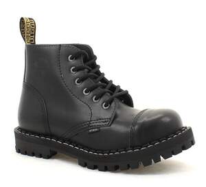 Черевики Steel на 6 люверсів. Чорні. 127-128-O-B