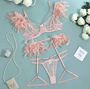 Сексуальний мережевний комплект нижньої білизни з пір'ям