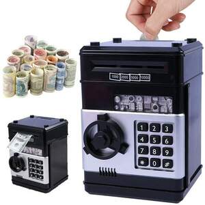 Скарбничка сейф, дитячий банкомат із кодовим замком NUMBER BANK Чорний