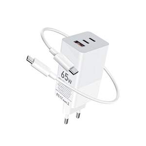 Мережевий зарядний пристрій Gelius Nimble GaN 65W GP-HC051 + кабель Type-C/Type-C White