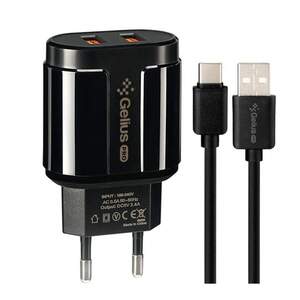 Мережевий зарядний пристрій Gelius Avangard GP-HC06 2USB 2.4A 12W + кабель Type-C Black Мережевий зарядний пристрій Gelius Avangard GP-HC06 2USB 2.4A 12W + кабель Type-C Black
