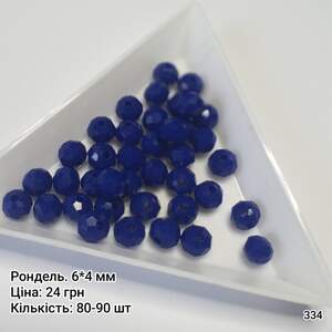 Рондель 6*4 мм. Синій непрозорий