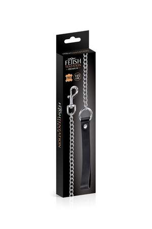 Повідець Fetish Tentation Premium Metal leash with cowhide leather wrist 115 см
