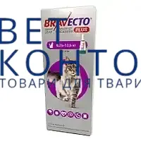 Бравекто Plus для Котів/Bravecto Plus Cat 6,25-12,5кг 500мг спот-он