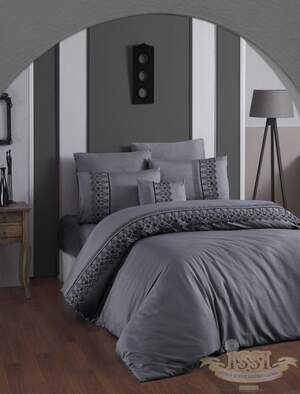 Однотонна постільна білизна First Choice Mona Gri