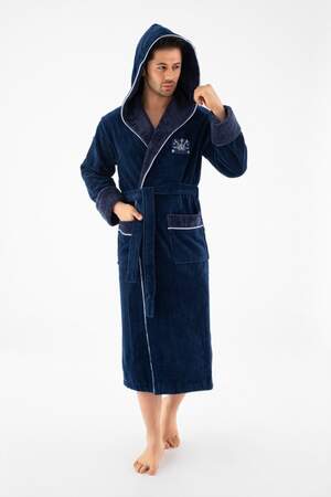Чоловічий махровий довгий халат з капюшоном Nusa 2995