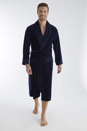 Чоловічий довгий велюровий халат Nusa 20665 Lacivert
