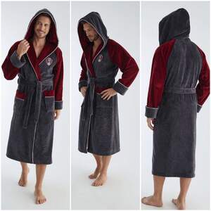 Чоловічий махровий халат з капюшоном довгий Nusa 1290