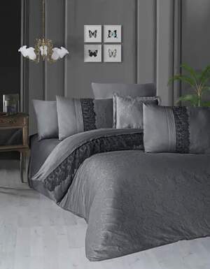 Однотонна постільна білизна First Choice Florenza Smoke