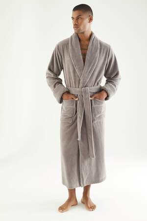 Чоловічий махровий халат довгий Nusa 7235 Taupe