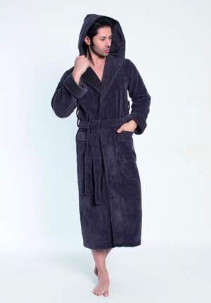 Махровий халат чоловічий довгий з капюшоном Nusa 2805