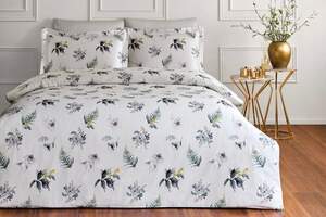 Постільна білизна сатин TIVOLYO HOME Fleurs gri євро розмір