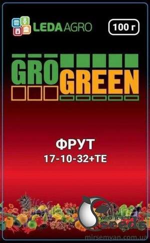 Добрива Грогрін (GroGreen) Фрут NPK 17-10-32+ТЕ 100 г (Бельгія) Добрива Грогрін (GroGreen) Фрут NPK 17-10-32+ТЕ 100 г (Бельгія)